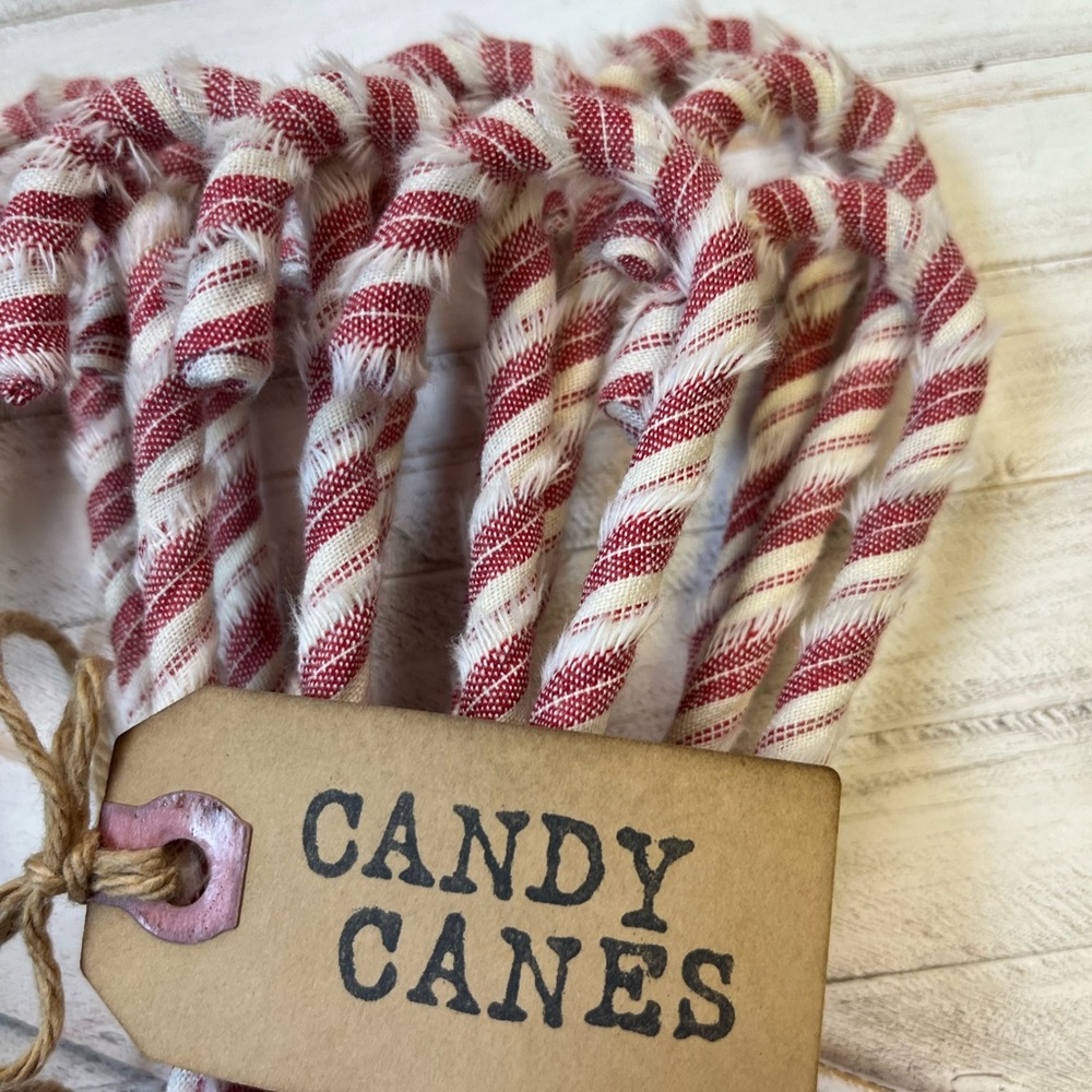 New 12 Primitive 6" Handmade Fabric Candy Canes Christmas Ornaments farmhouse - Picture 3 of 10